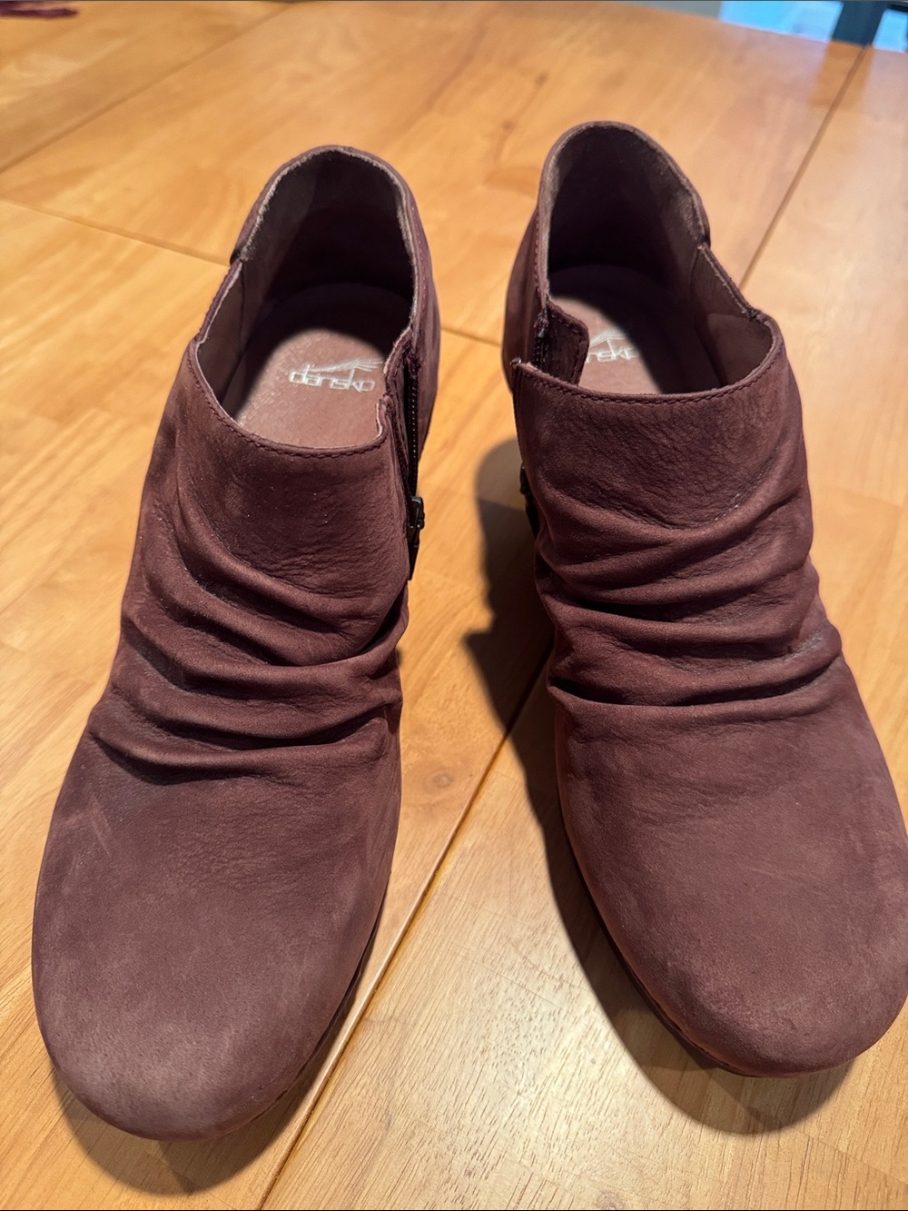 Dansko Women's Merlot  Suede Ruched Ankle Booties